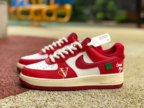 af1 blanco y rojo bajo Nike Air Force 1 AF1 Air Force One zapatillas casual blancas y rojas DO5220-161