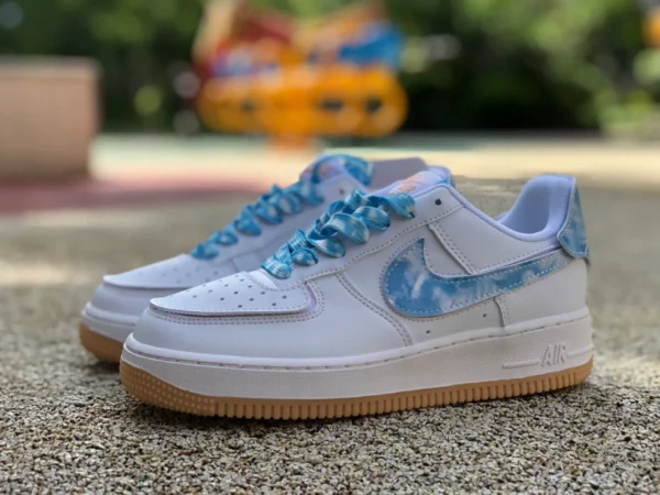 AF1 zapatillas casuales de goma cruda blanca y azul con velcro bajo Nike Air force1/1 AF1 zapatillas casuales de goma cruda blanca y azul DM1020-100