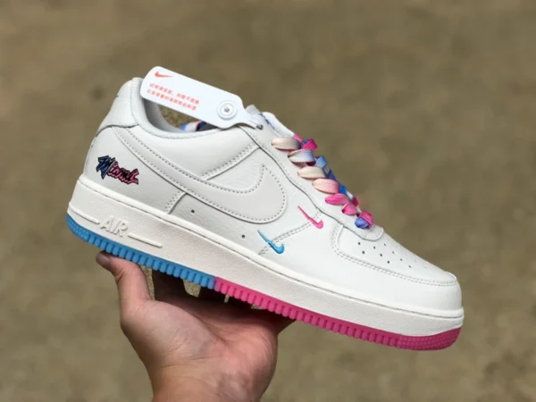 AF1 zapatillas bajas con costuras en blanco y azul rosa Nike Air Force 1 Low '07 su19 bajas Air Force One ku0902-112