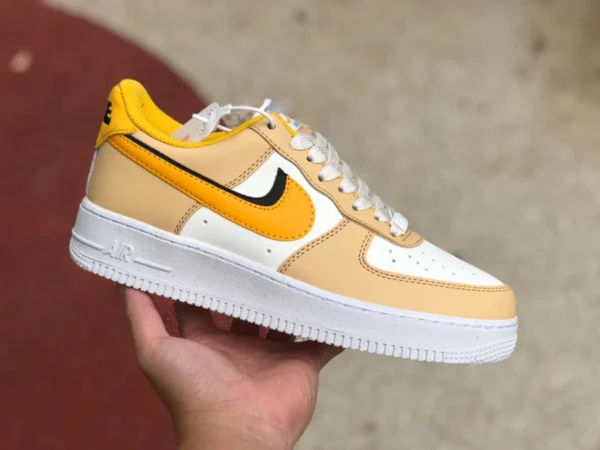 AF1 blanco y amarillo doble gancho bajo Nike Air Force 1 Low AF1 Air Force One zapatillas casuales para hombre y mujer en blanco y amarillo DX6065-171