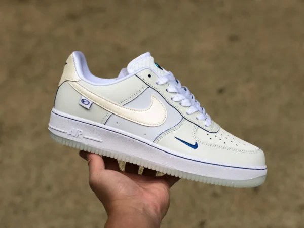 af1 off-white blue line low Nike Air Force 1 Low AF1 zapatillas casuales bajas en blanco roto FB1839-111