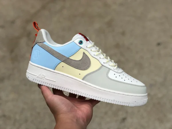 AF1 gris amarillo azul bajo Nike Air Force 1 Low AF1 gris azul zapatillas casuales bajas DX6042-111