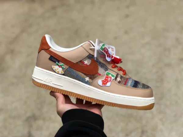 af1 marrón rojo Navidad bajo nike Air Force 1'07 Low Air Force One zapatillas casuales bajas cw2288-686