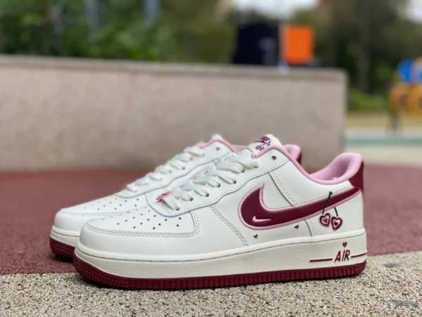 AF1 blanco y rosa San Valentín Nike Air Force1 original puro Zapatillas Nike AF1 Air Force One Cherry San Valentín blanco y rosa FD4616-161