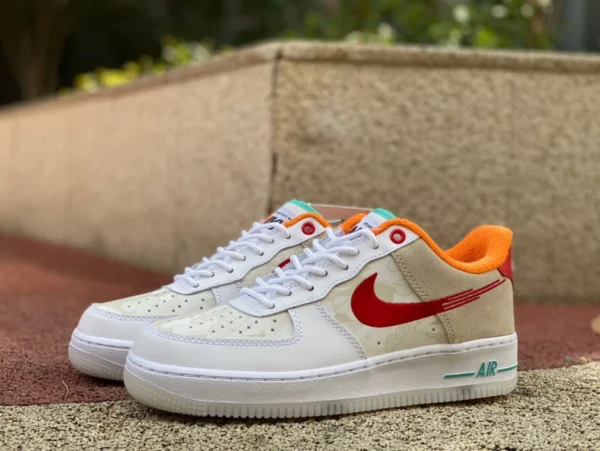 Air Force Blancas Naranja Año del Conejo Nike Air Force 1 Nike AF1 Air Force One Year of the Rabbit Blancas Naranjas Zapatillas Casual Hombre FD4205-1