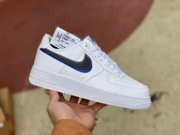 AF1 blanco puro doble gancho negro azul bajo Nike Air Force 1 Low lmpact Next Nature zapatillas de deporte de corte bajo antideslizantes que absorben los golpes resistentes al desgaste GS blanco FD0688-10