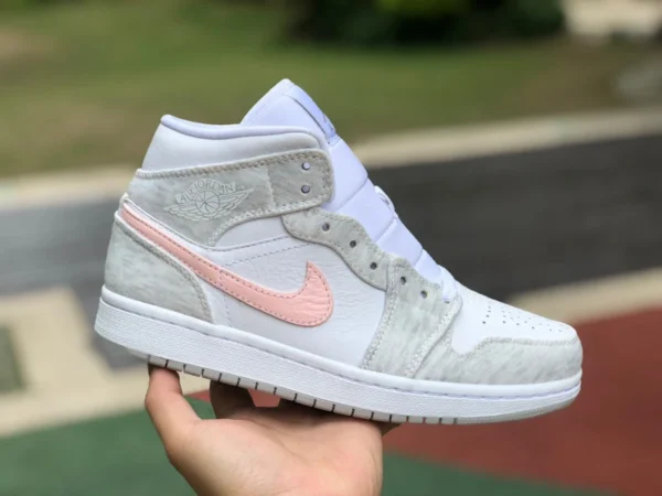 aj1mid blanco gris rosa puro original Air Jordan 1 Mid SE AJ1 blanco gris rosa zapatillas de baloncesto retro de media caña para mujer DN4045-001