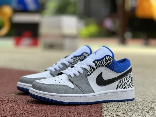 aj1 gris azul patrón craquelado bajo Air Jordan 1 Low AJ1 True Blue zapatos de baloncesto con patrón craquelado DM1199-140