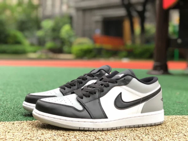 aj1 negro gris blanco bajo puro original Air Jordan 1 Low Shadow Toe AJ1 negro gris zapatos de baloncesto 553558-052