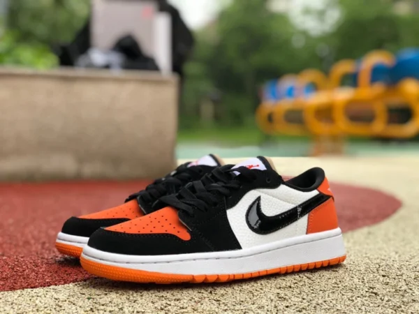 aj1 hebilla negra rota baja Air Jordan 1 Low Golf AJ1 zapatos de baloncesto en blanco y negro con hebilla naranja rota DD9315-800