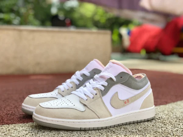 aj1 blanco gris pequeño OW low-top Air Jordan 1 Low AJ1 low-top blanco gris pequeño OW costura retro DN1635-100