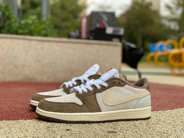 aj1 Año del Conejo limitado blanco marrón Air Jordan 1 LOW OG Año del Conejo zapatos limitados para hombres y mujeres zapatillas de baloncesto blancas marrones DV1312-200