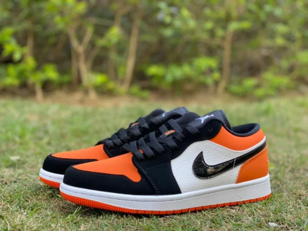 aj1 smashed low puro original Air Jordan 1 Low AJ1 smashed backboard low top negro y blanco naranja 553558-128