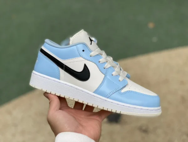 aj1 blanco azul hielo azul bajo puro original Air Jordan 1 Low GS Ice Blue zapatos de baloncesto bajos blancos y azules 554723-401