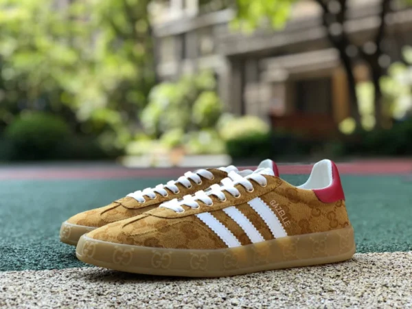 Gucci marca compartida Adidas blanco marrón Gucci x Adidas Gucci marca compartida Adidas Originals Gazelle "Esquisite Gucci" serie antílope caña baja