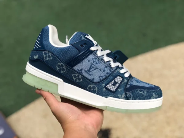 LV denim azul bajo nuevo pedido enviado Louis Vuitton Louis Vuitton Trainer Zapatillas Louis Vuitton