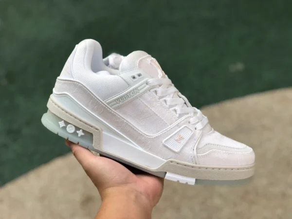 LV lienzo blanco bajo nuevo pedido enviado cartón original, materias primas, solo para volumen de carrera Louis Vuitton Louis Vuitton Trainer Zapatillas Louis Vuitton