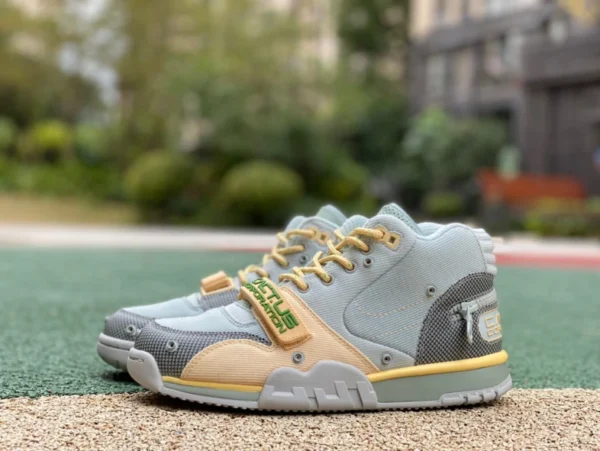 CACT.US CORP x Nike Air Trainer 1 mWheat"Travis Scott modelo conjunto superposición desmontable retro zapatos de entrenamiento casuales de caña alta azul DR7515-001