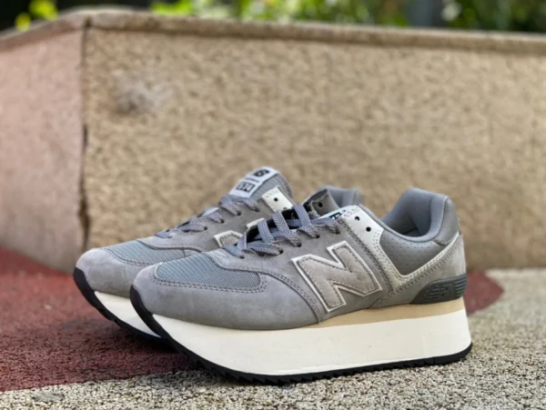 NB574 suela gruesa gris NEW BALANCE zapatos de papá informales retro con suela gruesa para mujer WL57zba