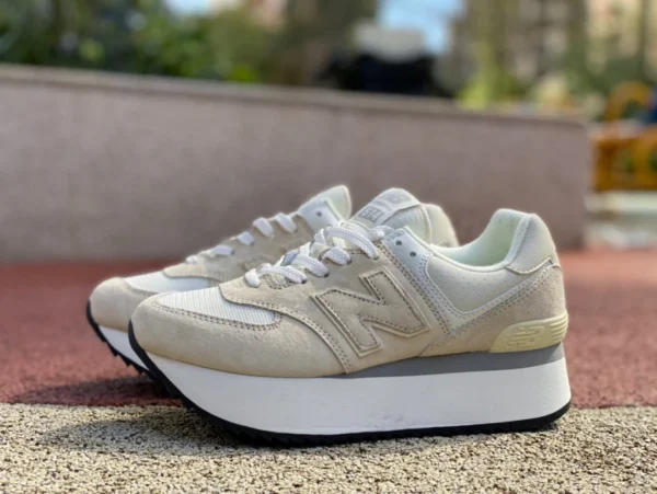 NB574 suela gruesa beige NEW BALANCE zapatos de papá informales retro con suela gruesa para mujer WL575zaa