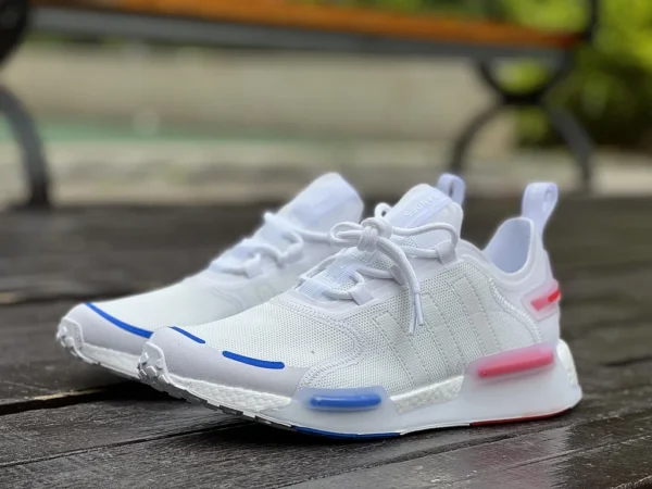 NMD_v3 blanco, azul y rojo Adidas ADIDAS NMD_V3 zapatillas blancas cómodas y resistentes al desgaste para hombre y mujer GX3379