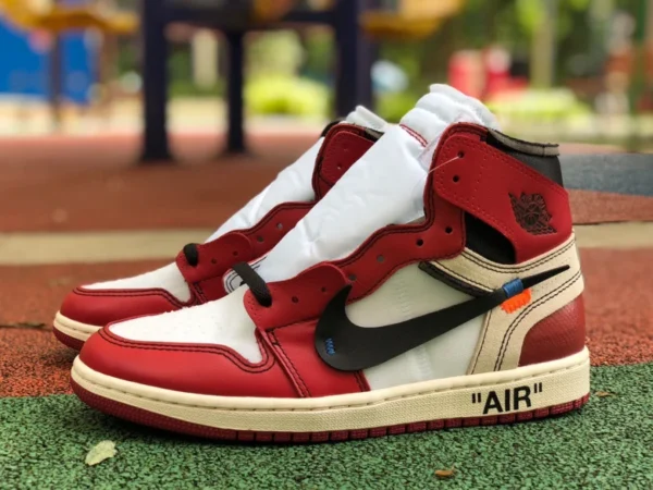 aj1ow Chicago rentable Air Jordan 1 x OFF-WHITE AJ1 OW conjunto blanco y rojo conjunto Chicago AA3834-101