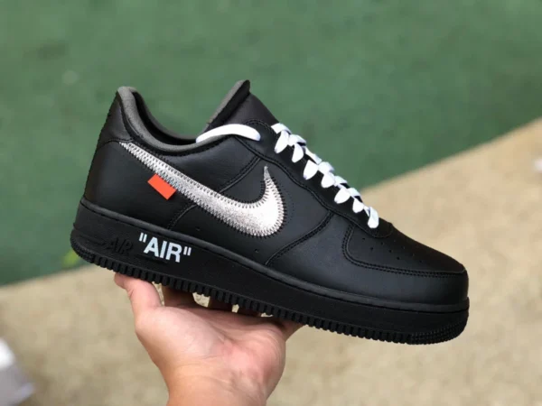 AF1ow negro plata puro original OFF-White x Nike Air Force 1 AF1 OW conjunto negro plata bajo Air Force One AV5210-100