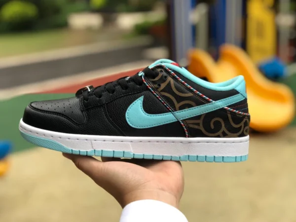 dunk barbería negra y azul Nike Dunk Low barber shop zapatillas retro informales bajas DH7614-001