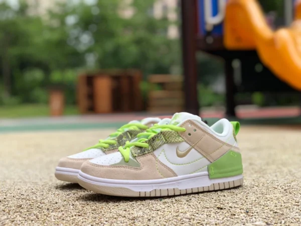 Dunk Green Snake Nike Dunk Low Disrupt 2 "Green Snake" Zapatillas Retro Casual Mujer Blanco Gris Verde Verde Serpiente DV3206-001