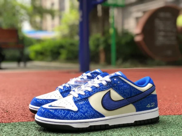 Dunk Blanco y Azul 75.º Aniversario Nike Dunk Low 75.º Aniversario "Jackie Robinson" Leyenda No. 42 DV2122-400