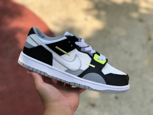 Dunk Scrap blanco y negro verde Nike Dunk Scrap blanco y negro verde cosidas extrañas zapatillas casuales de corte bajo DC9723-001