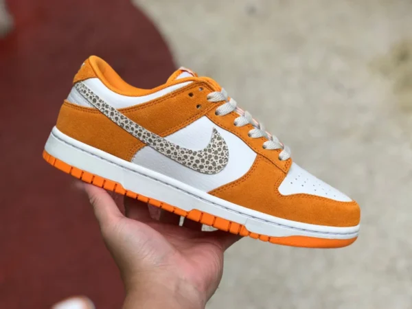 Dunk nuevo blanco naranja bajo Nike Dunk Low "Safari Swoosh" patrón de piedra de leopardo DR0156-800