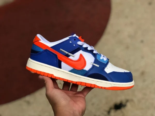 Dunk chatarra azul blanco naranja Nike Dunk Scrap Knicks azul blanco naranja Knicks suture monster DM0128-100