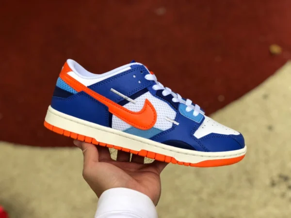 Dunk chatarra Knicks Nike Dunk Low Scrap Stitched azul blanco naranja Knicks zapatillas bajas DM0128-100