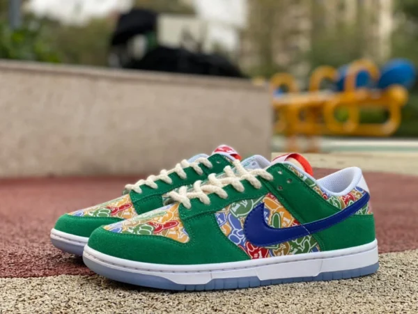 dunk Nike Dunk Low "Foam Finger" con dedos verdes impresos por todas partes, zapatillas pintadas a mano DZ5184-300 con dedos verdes impresos por todas partes