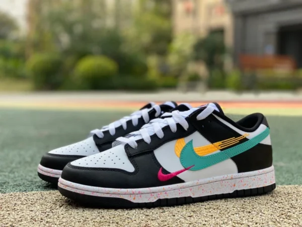 Dunk color blanco y negro triple gancho Nike Dunk low Multi color blanco y negro triple gancho salpicaduras de tinta zapatillas deportivas informales bajas FD4623-131