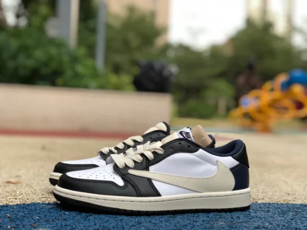 aj1 barb zapatillas bajas en blanco y negro azul marino Travis Scott x Air Jordan 1 Low zapatillas bajas barb TS conjuntas cq4277-999