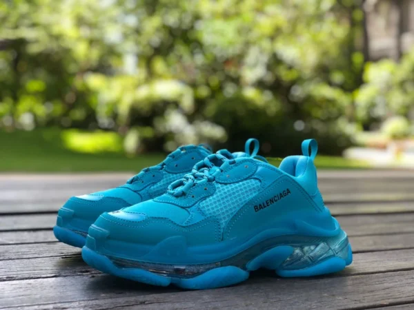 Balenciaga cojín de aire Miami azul Balenciaga Triple S Clear Sole antideslizante resistente al desgaste zapatos de papá de corte bajo de moda