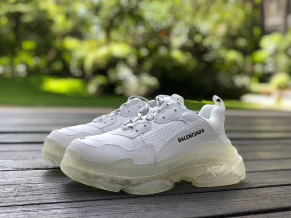 Balenciaga cojín de aire blanco puro Balenciaga Triple S Clear Sole antideslizante resistente al desgaste zapatos de papá bajos de moda