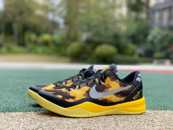 Kobe 8 negro y amarillo puro original Nike Kobe 8 ZK 8 negro y amarillo versión XDR doméstica zapatos de baloncesto reales 555286-077