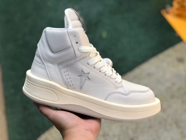 Modelo de articulación Converse de caña alta en color blanquecino Rick Owens DRKSHDW x Converse Turbodrk Modelo de articulación de arma zapatillas de baloncesto retro de caña alta antideslizantes y resistentes al desgaste para hombres y mujeres