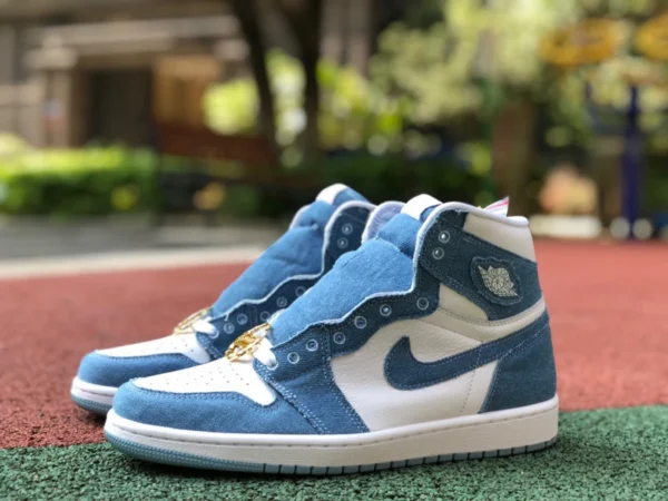 Aj1 denim puro original Air Jordan 1 High OG zapatos deportivos informales viejos de mezclilla AJ1 para hombres y mujeres DM9036-104