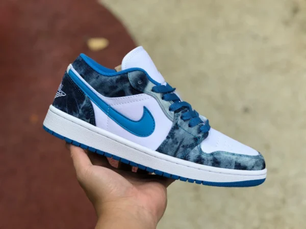 aj1 wash blue low Air Jordan 1 Low AJ1 zapatillas de baloncesto de mezclilla lavadas en blanco y azul DM8947-100