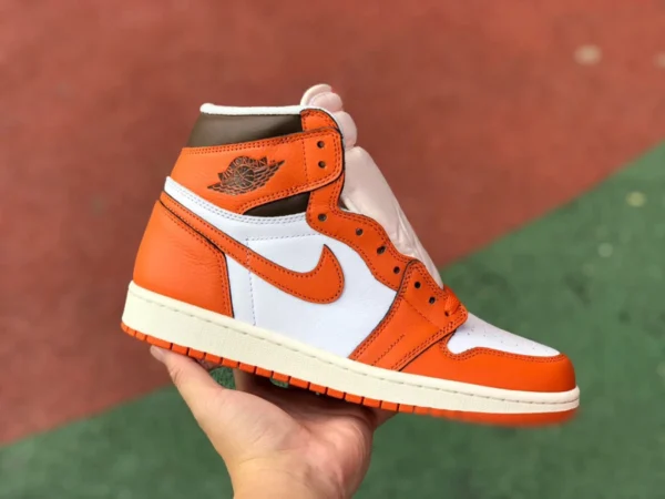 aj1 pequeño blanco naranja puro original Air Jordan Starfish AJ1 blanco naranja pequeña hebilla zapatillas altas DO9369-101