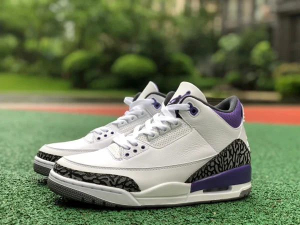 aj3 patrón de ráfaga blanco y morado original puro Air Jordan 3 AJ3 Dark Iris patrón de ráfaga blanco y morado CT8532-105