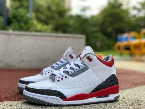 aj3 Rukawa Maple Air Jordan 3 "Fire Red" patrón de ráfaga blanco y rojo DN3707-160