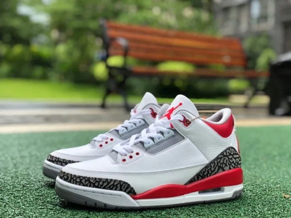 aj3 Rukawa Maple original Air Jordan 3 "Fire Red" patrón de ráfaga blanco y rojo DN3707-160