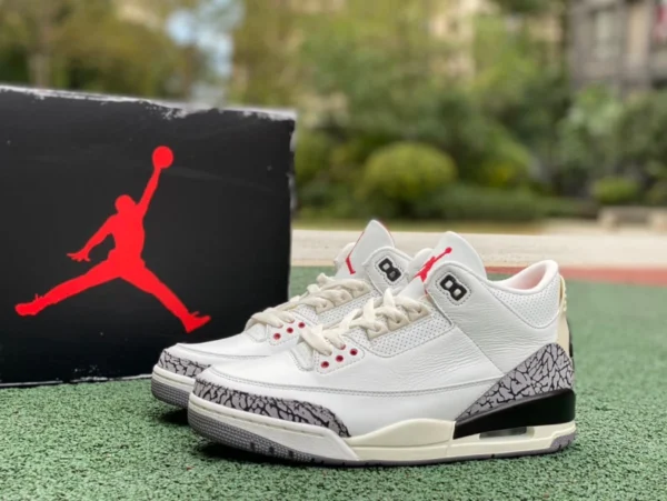 aj3 viejo cemento blanco pieza cortada puro original productos superiores Air Jordan 3 "White Cement Reimagined" viejo cemento blanco réplica DN3707-100