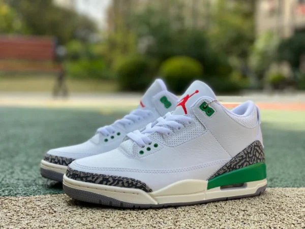 aj3 cuero de primera capa blanco y verde Air Jordan 3 WMNS "Lucky Green" patrón craquelado verde afortunado blanco y verde CK9246-136