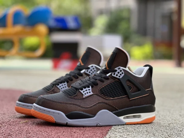 aj4 tela negro naranja Air Jordan 4 AJ4 negro naranja estrella de mar naranja metálico naranja tela zapatos de baloncesto de caña media CW7183-100